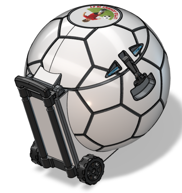 Soccer ball-shaped cooler with wheels rear view