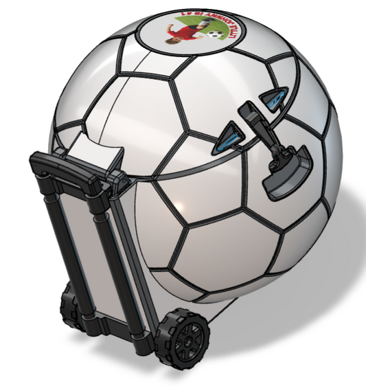 Soccer ball-shaped cooler with wheels rear view